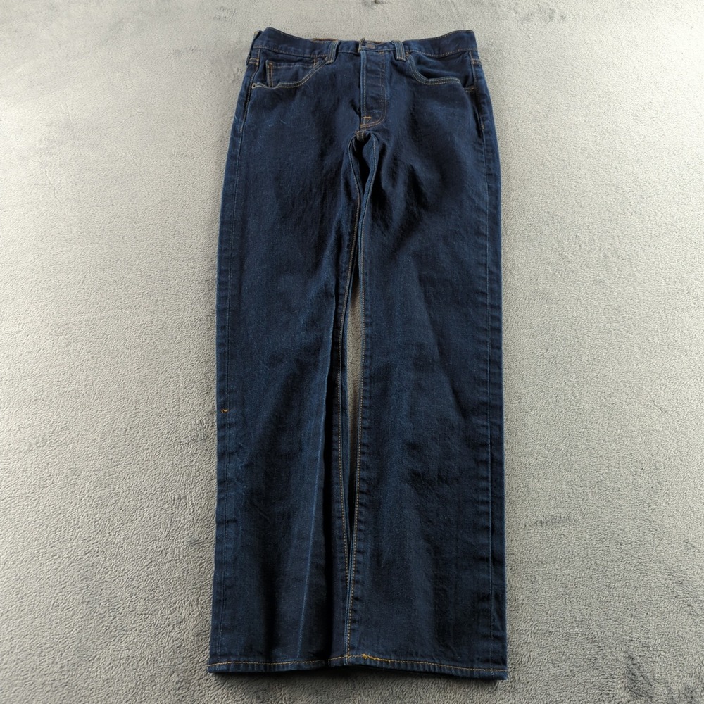 Levis 501 Jeans Mens 32 (Fits 30x30) Dark Blue‎ Straight Leg Button Fly Stretch